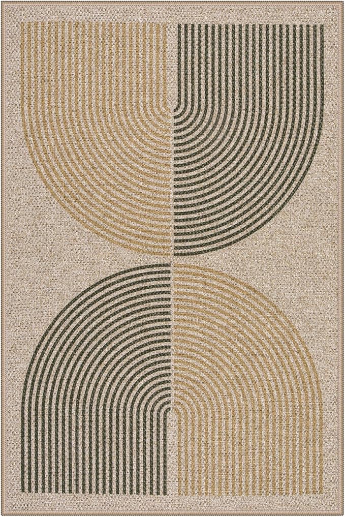 Lahome Enfys Rainbow Easy Jute Rug, 2x3 Entryway Rug Indoor Outdoor Front Door Mat, Farmhouse Neutral Non Slip Non Shedding Washable Kitchen Mats for Floor Foyer