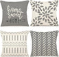 YCOLL Pillow Covers 18x18 Set of 4，Modern Sofa Throw Pillow Cover, Decorative Home Outdoor Linen Fabric Geometric Pillow Case for Couch Bed Car，Gray