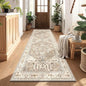 Yamaziot Washable Runner Rug, 3x8 Non-Slip Boho Vintage Hallway Rug with Rubber Backing, Low Pile Faux Wool Distressed Carpet Runner for Bedroom, Kitchen, Laundry, Entrance