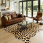 AROGAN Western Decor Faux Fur Leopard Rug, 4.6 x 5.2 Feet Premium Animal Skin Leopard Hide Rug, Sturdy Cheetah Print Rugs for Wall Decor, Western Floor Carpet for Bedroom Living Room, Black and Gold