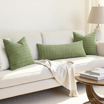 MIULEE Pack of 1 Spring Sage Green Long Body Lumbar Decorative Throw Pillow Cover 14x36 Inch for Bed Couch Sofa Living Room Soft Boho Pillow Cover Modern Farmhouse Home Decor