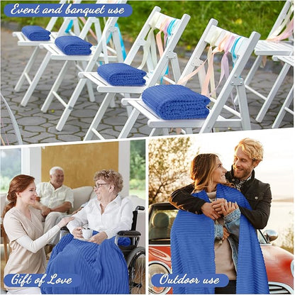 Buryeah 6 Pcs Flannel Throw Blanket Bulk 50 x 60 in Sleepover Blanket Outdoor Wedding Throw Lightweight, Oeko-tex Standard 100 Certified for Sofa Homeless Gifts (Sapphire Blue)