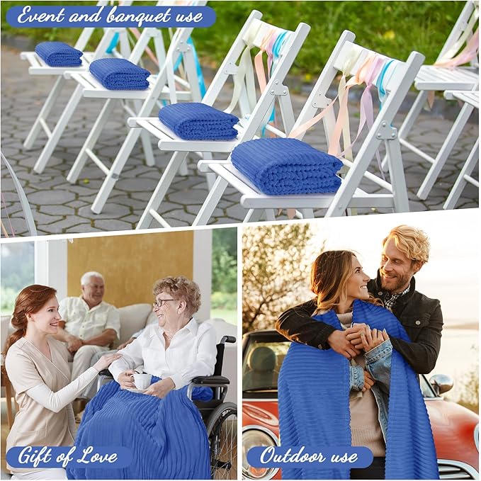 Buryeah 12 Pcs Flannel Throw Blanket Bulk 50 x 60 in Sleepover Blanket Outdoor Wedding Throw Lightweight, Oeko-tex Standard 100 Certified for Sofa Homeless Gifts (Sapphire Blue)