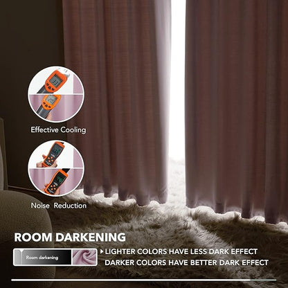 Deconovo Blackout Curtains, Thermal Insulated, W52 x L63 2 Panels, Back Tab, Machine Washable, Room-Darkening Drapes for Bedroom/Living Room Lavender
