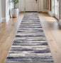 Lansny Modern Abstract Runner Rug 2.6x14, Grey Black Multi Washable Long Kitchen Runner Non-Slip Soft Hallway Rug Runner Thin Print Faux Wool Carpet for Entryway Bedroom Laundry Room Indoor HomeDecor