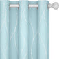 Deconovo Blackout Curtains, Thermal Insulated Soundproof Grommet Drapes, Wave Dot Foil Print, 42 x 84 Inch, Set of 2, Machine Washable Window Panel for Bedroom Living Room Nursery Kitchen, Light Blue