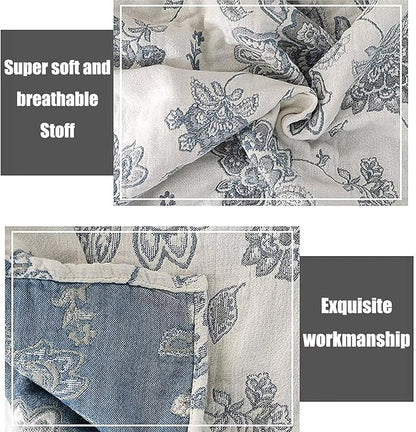 MSGKV Boho Throw Blanket for Bed 80''x90'', 100% Cotton Reversible Woven Breathable&Lightweight Spring Decorative Blanket for Couch Living Room