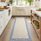 GarveeHome Entryway Rug 2x6 Modern Bordered Runner Rug Washable Kitchen Runners for Hallway Non-Slip Low-Pile Soft Carpet Floral Print Bathroom Mat for Bedroom Laundry Room, Beige