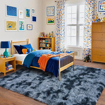 Pionblank Large Rug for Living Room 6x9 Feet, Modern Soft Shag Area Rug, Plush Fuzzy Carpet for Bedroom Girls Boys Room Home Nursery Teens Dorm Decor, Blue Grey