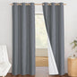 NICETOWN 100% Blackout Linen Texture Curtains 90 inches Long, Dove Grey, 2 Pcs, Thermal Insulated Full Blackout 2-Layer Lined Drapes, Energy Efficiency Window Draperies for Boy's Room