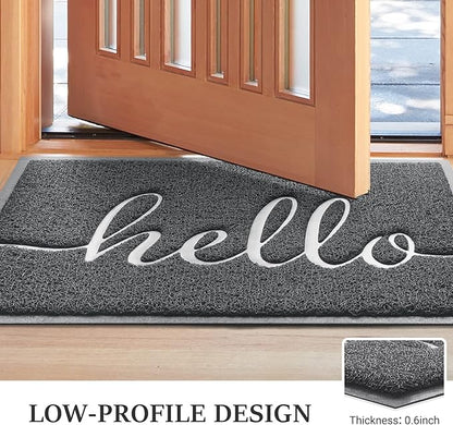 BeneathYourFeet Door Mat (36"x24",Dark Grey), Welcome Mat Low Profile Front Doormat Non Slip Mats for Entryway, Patio, High Traffic Areas