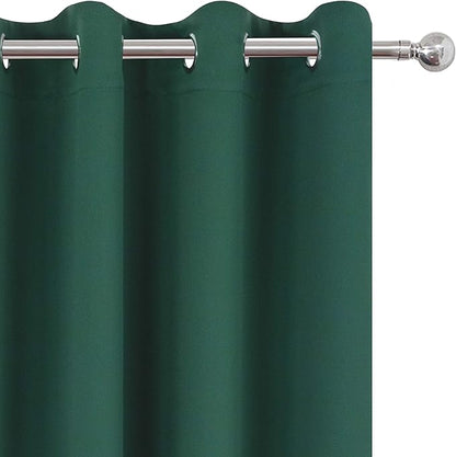 LEMOMO Blackout Curtains 66 x 95 inch/Dark Green Curtains Set of 2 Panels/Thermal Insulated Room Darkening Bedroom Curtains