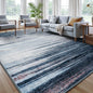 Rugflix 9x12 Large Area Rug, Washable Rug for Living Room, Non Slip, Soft Low Pile, Modern Abstract Blue Grey Indoor Carpet for Bedroom, Dining Room, Home Office, Large Room