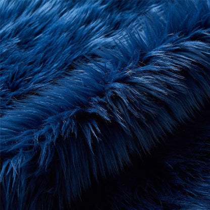 EasyJoy Ultra Soft Fluffy Shaggy Area Rug Faux Fur Rug Chair Cover Seat Pad Fuzzy Area Rug for Bedroom Floor Sofa Living Room (2 x 3 ft Sheepskin, Dark Blue)