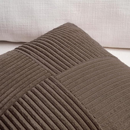 Fancy Homi 2 Packs Dark Brown Long Lumbar Decorative Throw Pillow Covers 16x24 Inch for Couch Bed Sofa, Rustic Farmhouse Boho Home Decor, Soft Striped Corduroy Rectangle Accent Cushion Case 40x60 cm