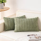 Pack of 2 Corduroy Decorative Throw Pillow Covers 12x24 Inch Soft Striped Pillow Covers Modern Farmhouse Home Decor for Sofa Living Room Couch Bed（Sage Green）