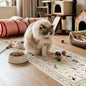 2x6 Washable Kitchen Runner Rug - Soft Low Pile Floral Animal Cat Print Rugs with Non-Slip Backing Waterproof Stain-Resistant Indoor Carpet for Hallway Entryway Bathroom Bedroom (Light Beige)