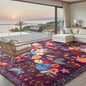 Area Rugs 10x14 Living Room, Non Slip Machine Washable Floral Rugs, Low Pile Lightweight Large Rug for Bedroom, Dining Room, Home Office(10 x 14, Purple)
