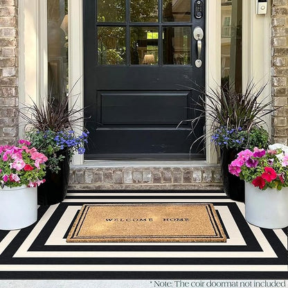 3x5 Modern Entry Rug - Small Washable Indoor Outdoor Mats for Front Door Non-Slip Porch Rug Black White Geometric Striped Throw Rugs for Living Room Bedroom Entryway Kitchen Office Porch Decor
