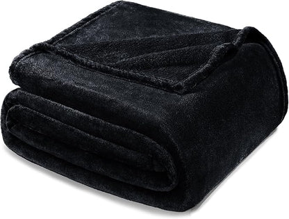 Exclusivo Mezcla Fleece Black Throw Blanket for Couch, Sofa, Super Soft and Warm Blankets, All Season, Cozy, Plush, Lightweight, 50x60 Inches