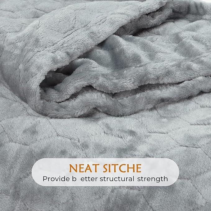 TOONOW Fleece Blanket Super Soft Cozy Throw Blanket 50" x 60", Lightweight Fuzzy Comfy Textured Flannel Blanket Warm Plush Throw Blankets for Couch, Sofa, Bed, Light Grey