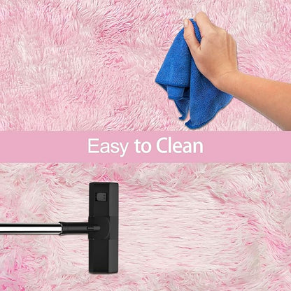 Tie-Dye Pink Rug for Living Room 5x8ft Fluffy Modern Shag Area Rug Mat Bedside Throw Rug for Bedroom Kids Room Boys Teens Nursery Baby Dorm Office Home Decor Aesthetic Soft and Cozy Carpets