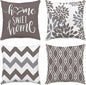 Hexagram Geometric Grey Pillow Covers 18x18 Set of 4, Decorative Outdoor Boho Modern Throw Pillow Covers, Home Sweet Home Farmhouse Cushion Case for Couch Sofa Bedroom Indoor Decor(No Insert)
