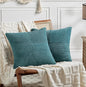 Fancy Homi 2 Packs Teal Big Decorative Throw Pillow Covers 24x24 Inch for Living Room Couch Bed, Rustic Farmhouse Boho Home Decor, Soft Corss Corduroy Patchwork Accent Square Cushion Case 60x60 cm