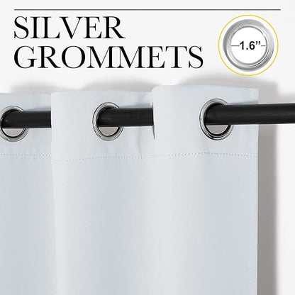 NICETOWN Blackout Curtains Panels for Living Room, 2 Panels, 66 x 80 Inch, Greyish White, 3 Pass Microfiber Noise Reducing Thermal Insulated Solid Ring Top Blackout Window Drapes
