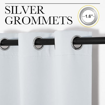 NICETOWN Blackout Curtain Panels for Bedroom, Greyish White, 2 Panels, W29 x L36-inch, Thermal Insulated Grommet Top Blackout Draperies and Drapes for Basement