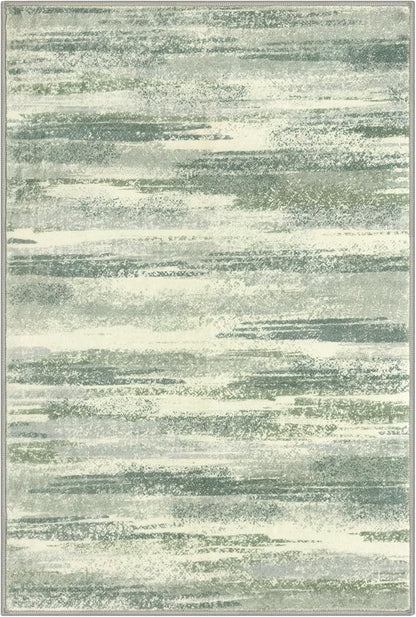 Lansny Modern Abstract Entryway Rug Indoor 2x3 Washable Rug Non-Slip Soft Small Area Rug Sage Green Grey Kitchen Mats Thin Print Faux Wool Floor Carpet Throw Rugs for Entrance Bedroom