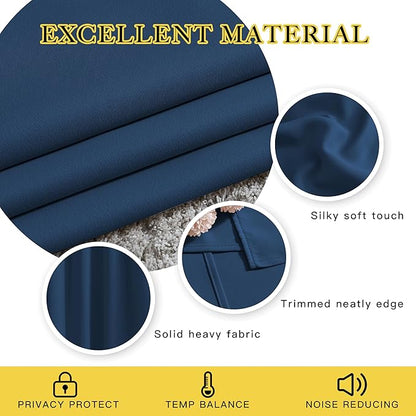 NICETOWN Window Drapes Long Curtains - (52 inches Wide x 108 inches Long, Moroccan Blue, 2 Pieces) Living Room Panels Grommet Top Window Treatment for Hall & Guest Room