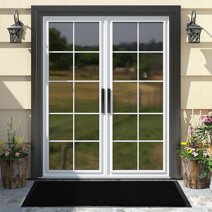 Yimobra Front Door Mat Outdoor Indoor Entrance, 100% Waterproof All-Season All Weather Doormat, Welcome Matt Outside Entry, Non Slip, Low Profile, Heavy Duty Patio Porch Floor Mats,47 x 24,Black