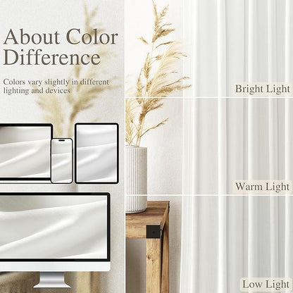 Linen Off White Curtains 120 inch Extra Long for Living Room Back Tab Light Filtering Semi Sheer Drapes Modern Farmhouse Coastal Decor Cotton Textured Curtain for Floor to Ceiling Window 10 FT