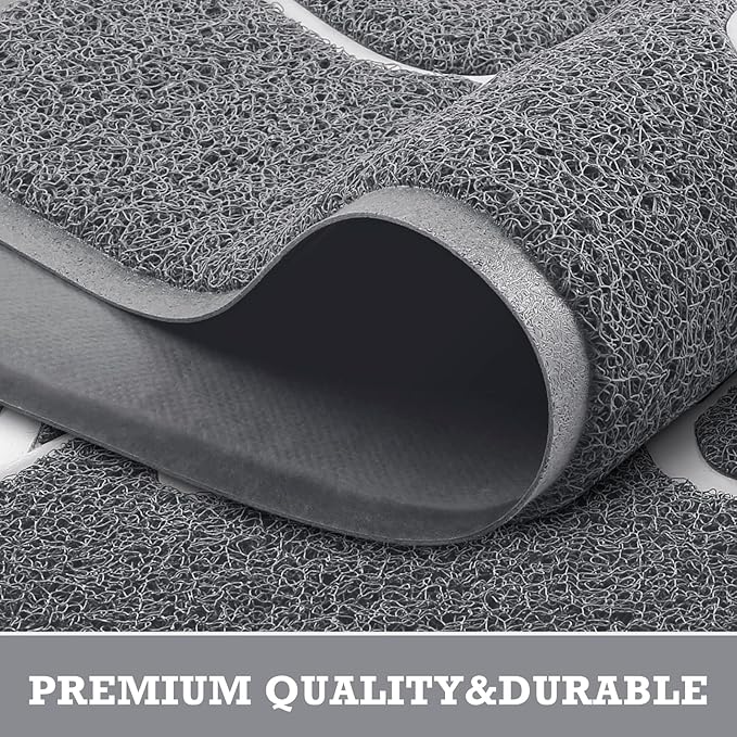 CozyBounty Grey Door Mat Welcome Mats Outdoor Indoor Non-Slip Doormat for Entryway Low-Profile Floor Mat for Yard, Garage, High Traffic Areas (30"x17.5", Grey)
