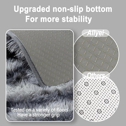 Soft Runner Rugs for Bedroom Hallways, 2x3 Black and White Fluffy Shag Throw Area Rug Non Slip for Bedside Dorm, Long Shaggy Furry Carpet for Nursery Living Room