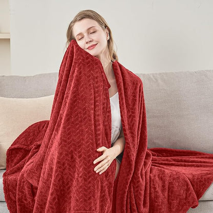 inhand Fleece Twin Blanket for Bed Ruby red Throw Blanket for Couch Super Soft Cozy Warm Blankets and Throws Lightweight Fuzzy Large Blanket for Sofa Bed Office,60x90 inches