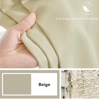 Deconovo Blackout Curtains, Thermal Insulated, W70 x L84 2 Panels, Back Tab, Machine Washable, Room-Darkening Drapes for Bedroom/Living Room Beige