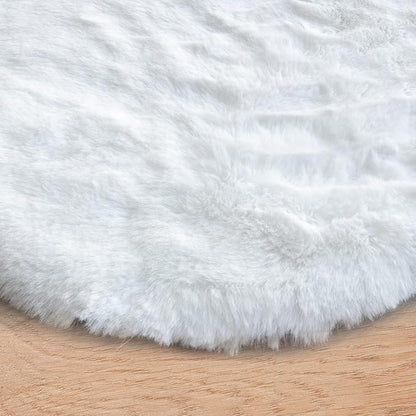 ORINOVA White Faux Bunny Fluffy Fur Rug Washable Area Rugs for Living Room Nursery Rugs for Bedroom 2x3 Rectange Rug Cute Home Décor