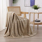 Tan Fleece Throw Blanket 50”×60” for Couch Sofa Bed,Super Soft Cozy Plush Blanket with Stripes Design Lightweight for Adults,Woman,Girls