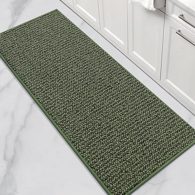 BEQHAUSE Kitchen Runner Rugs 24"x60", Non-Slip Kitchen Mats for Floor, Super Absorbent and Stain Resistant Kitchen Rug, Machine Washable Rugs for Kitchen, Hallway, Laundry & Sink, Green