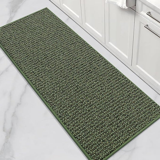 BEQHAUSE Kitchen Runner Rugs 24"x60", Non-Slip Kitchen Mats for Floor, Super Absorbent and Stain Resistant Kitchen Rug, Machine Washable Rugs for Kitchen, Hallway, Laundry & Sink, Green