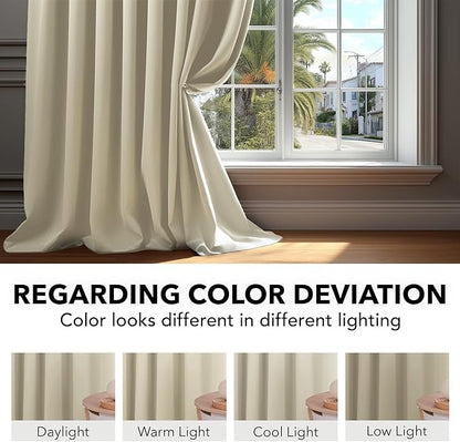 Deconovo Blackout Curtains, Thermal Insulated, W38 x L63 2 Panels, Back Tab, Machine Washable, Room-Darkening Drapes for Bedroom/Living Room Light Beige