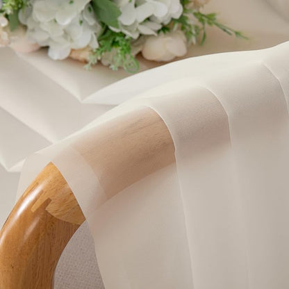 Chyhomenyc Cream Sheer Curtains 96 Inches Long - Light Filtering Solid Voile Window Panel Drapes for Bedroom, Elegant Soft Breathable Living Room Sheer Curtains, Each 42Wx96L Inch, 2 Panels