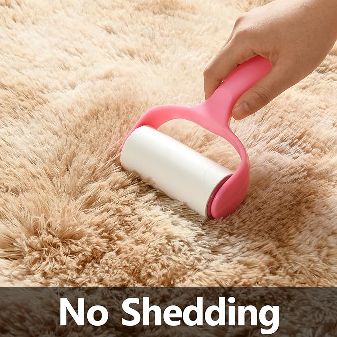 Deerhoo Large Shag Area Rugs 9 x 12, Tie-Dyed Plush Fuzzy Rugs for Living Room, Ultra Soft Fluffy Furry Rug for Bedroom, Indoor Carpet Nursery Rugs for Kids Room Home Decor, Beige