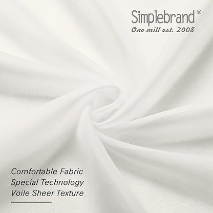 Simplebrand Ivory Sheer Curtains 108 Inches Long, Extra Long Rod Pocket Solid Color Window Sheer Curtain Panels, Elegant Curtains & Drapes for Living Room, Bedroom 2 Panels (Ivory, 42" W x 108" L)