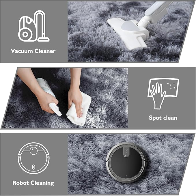Shag Area Rug for Bedroom 4x6,Tie-Dyed Black Fluffy Area Rugs for Living Room,Soft Fuzzy Rug Non-Shedding Indoor Plush Carpet for Kids Bedroom Nursery Dorm Home Decor