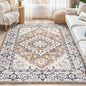 Lofus 5x8 Area Rugs for Living Room, Washable Area Rug, Rugs for Bedroom, Kitchen, Vintage Boho Carpet, Soft Non-Slip, Low Pile Large Area Rug for Office Dining Room, Floral Brown