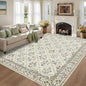 6x9 Machine Washable Area Rugs for Living Room Floral Stain Resistant Soft Carpet Vintage Low Pile Non Slip Non-Shedding Floor Carpet Rugs for Bedroom Nursery Beige