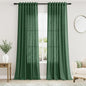 Green Semi Sheer Curtains 120 Inches Long 2 Panels Set Back Tab Loop Pocket Linen Blend Boho Large Window Curtain Extra Long Light Filtering Drapes High Ceiling Curtains for Living Room 52x120